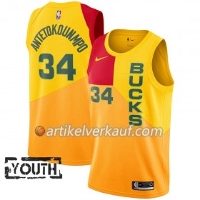 NBA Milwaukee Bucks Trikot Giannis Antetokounmpo 34 2018-19 Nike City Edition Gelb Swingman - Kinder